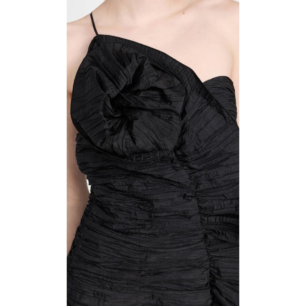 LoveShackFancy Brenaya Ruffle Flower Mini Bodycon Dress black size 4 - Picture 4 of 16